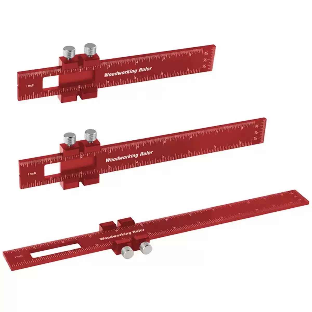 Adjustable Aluminium Alloy Woodworking Marking Ruler in 160 mm 210 mm and 300 mm Sizes with Double Locking Sliding Block